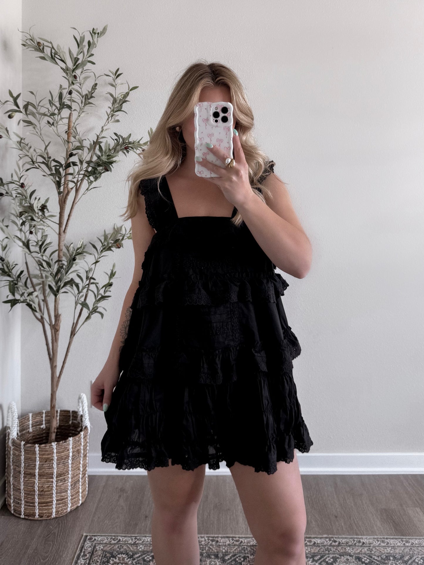 Delicate Eyelet Black Dress / Romper