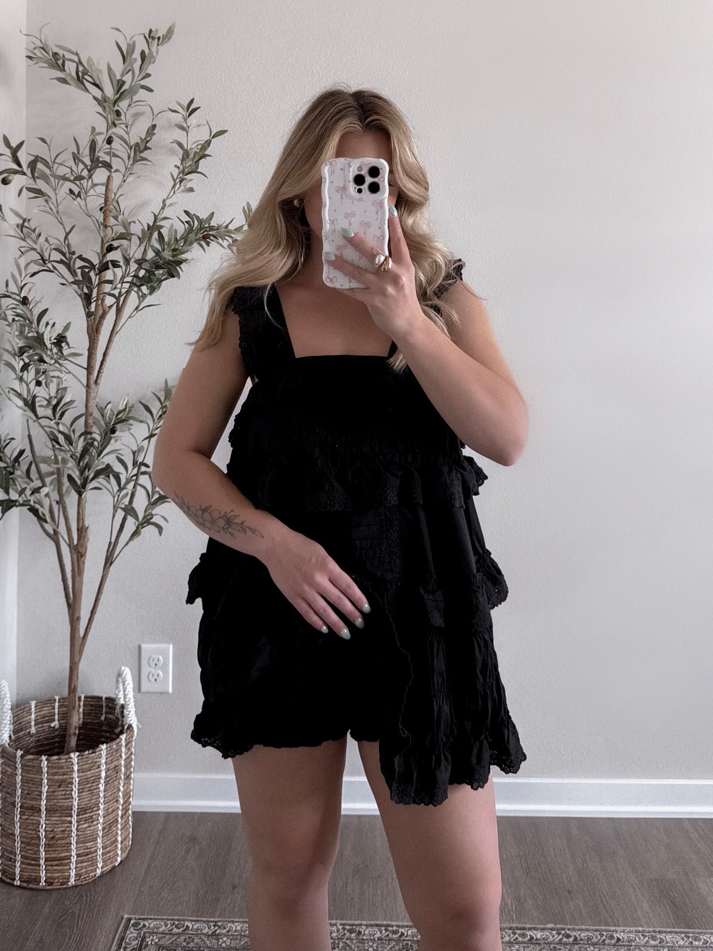 Delicate Eyelet Black Dress / Romper