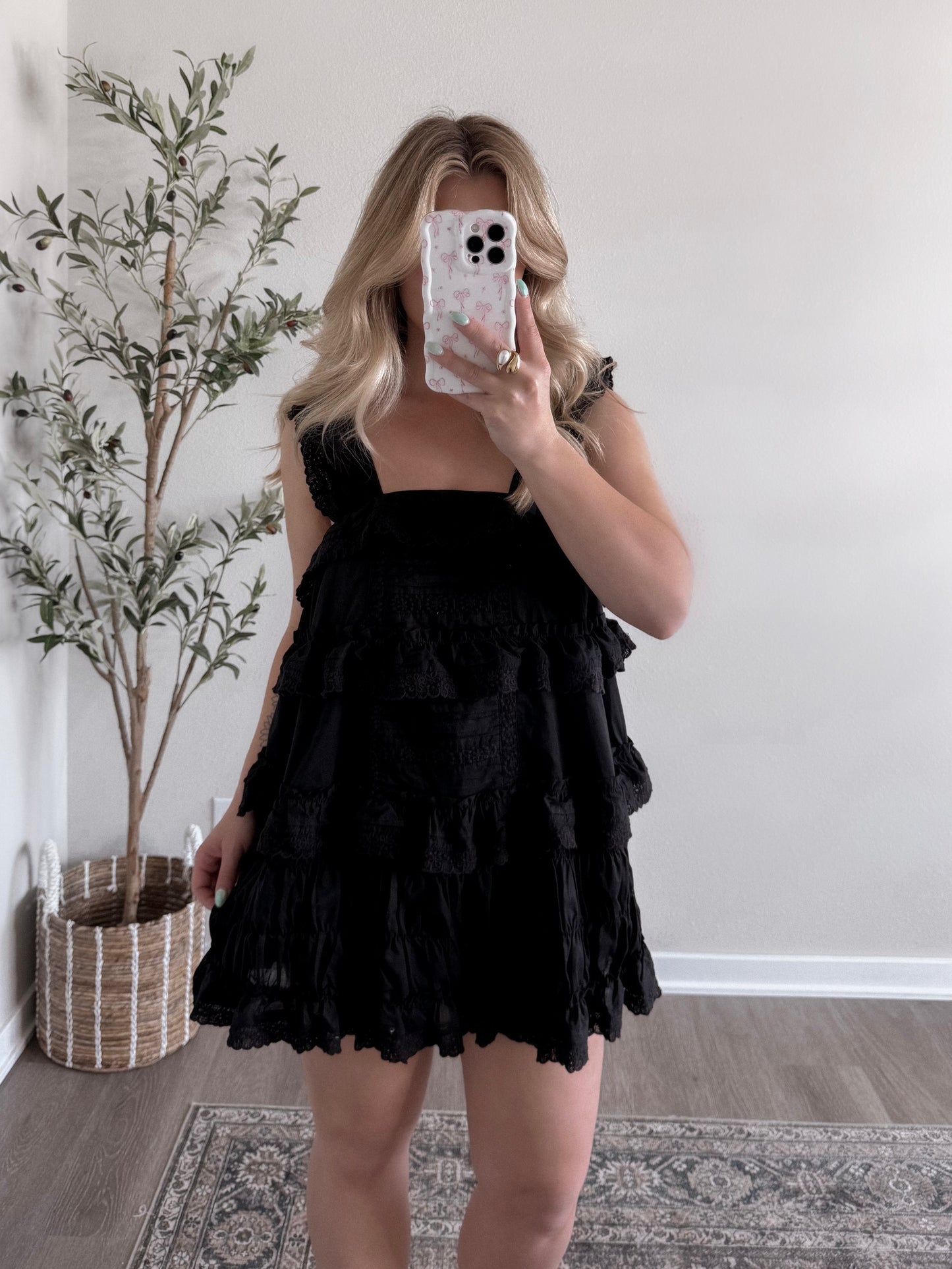 Delicate Eyelet Black Dress / Romper