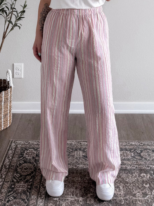 Ariel Striped Lounge Pant / Pink Final Sale