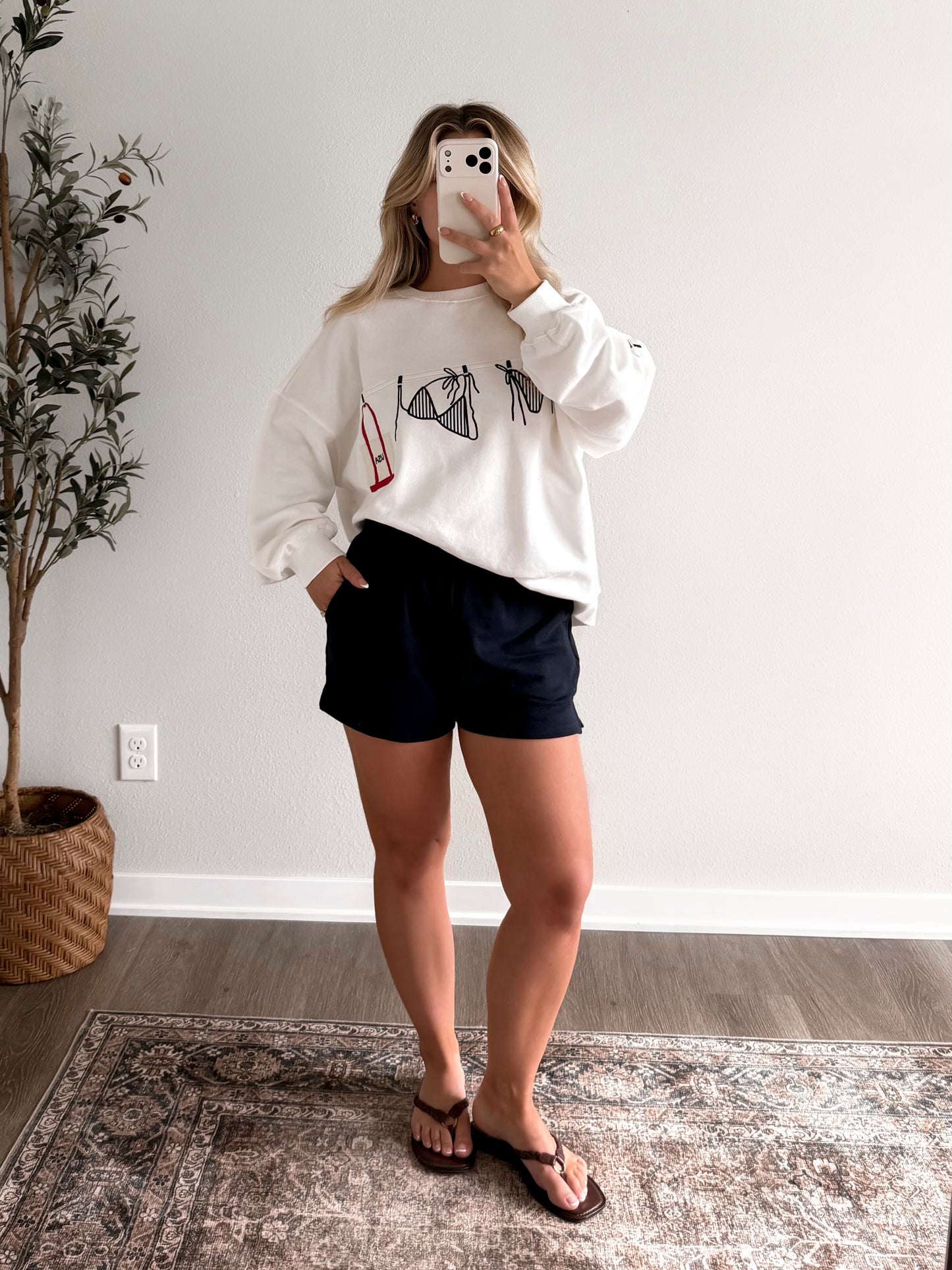 Navy Lake Sweat Shorts