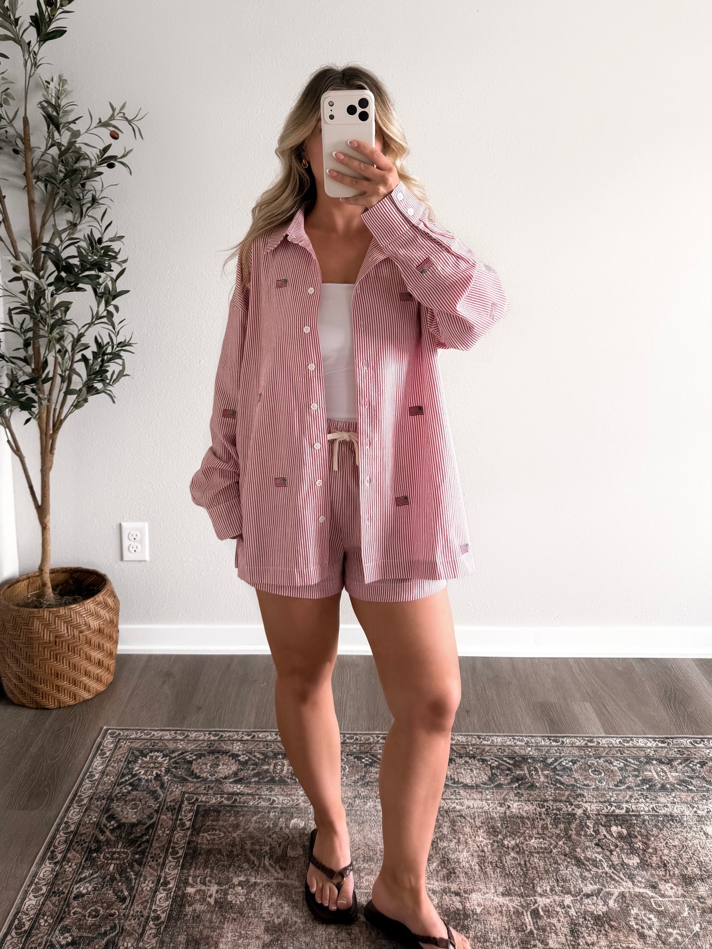 American Social Striped Short Set