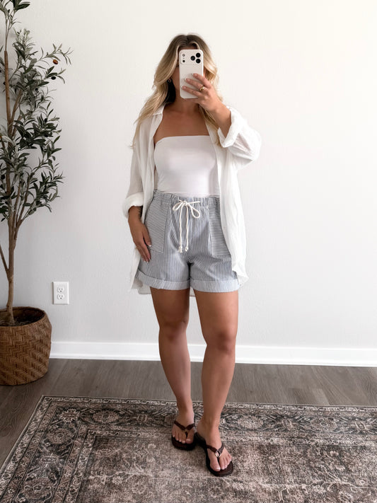 Bedford Striped Shorts / Blue