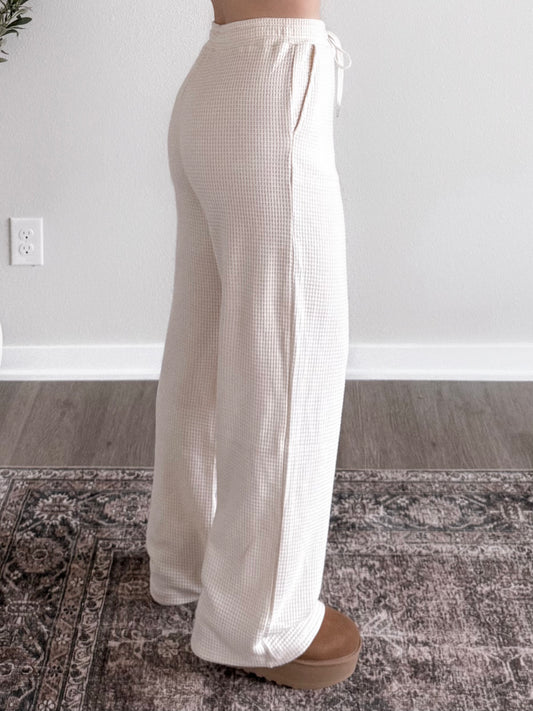 Cottage Waffle Knit Lounge Pant / Cream