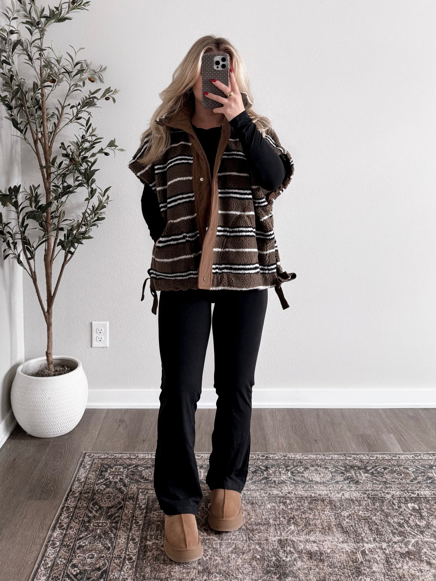 Pinecone Striped Sherpa Vest / Final Sale