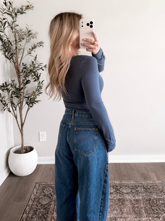 Essential Scoop Neck Top / Denim