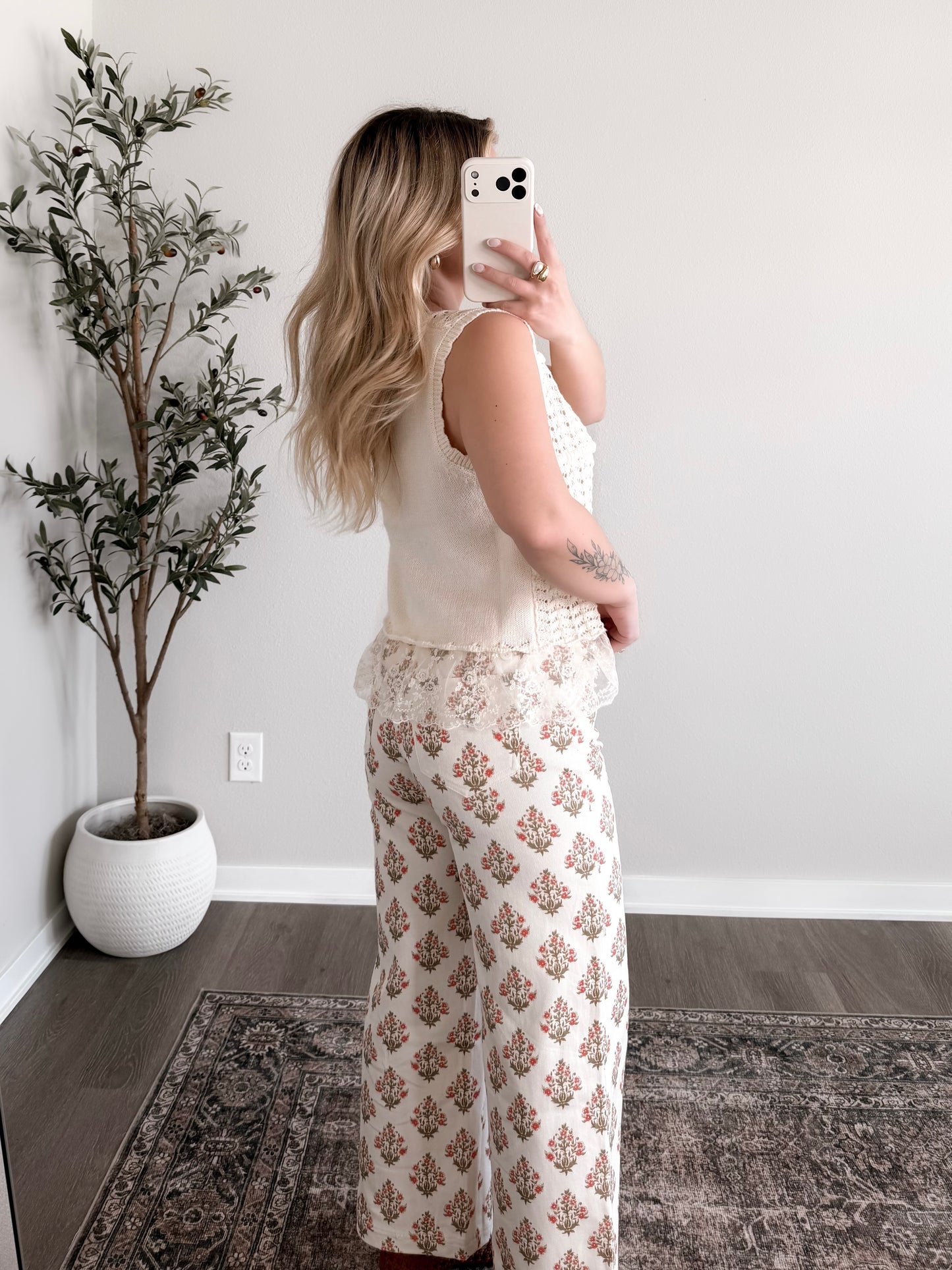 Feather Lace Open Knit Sweater