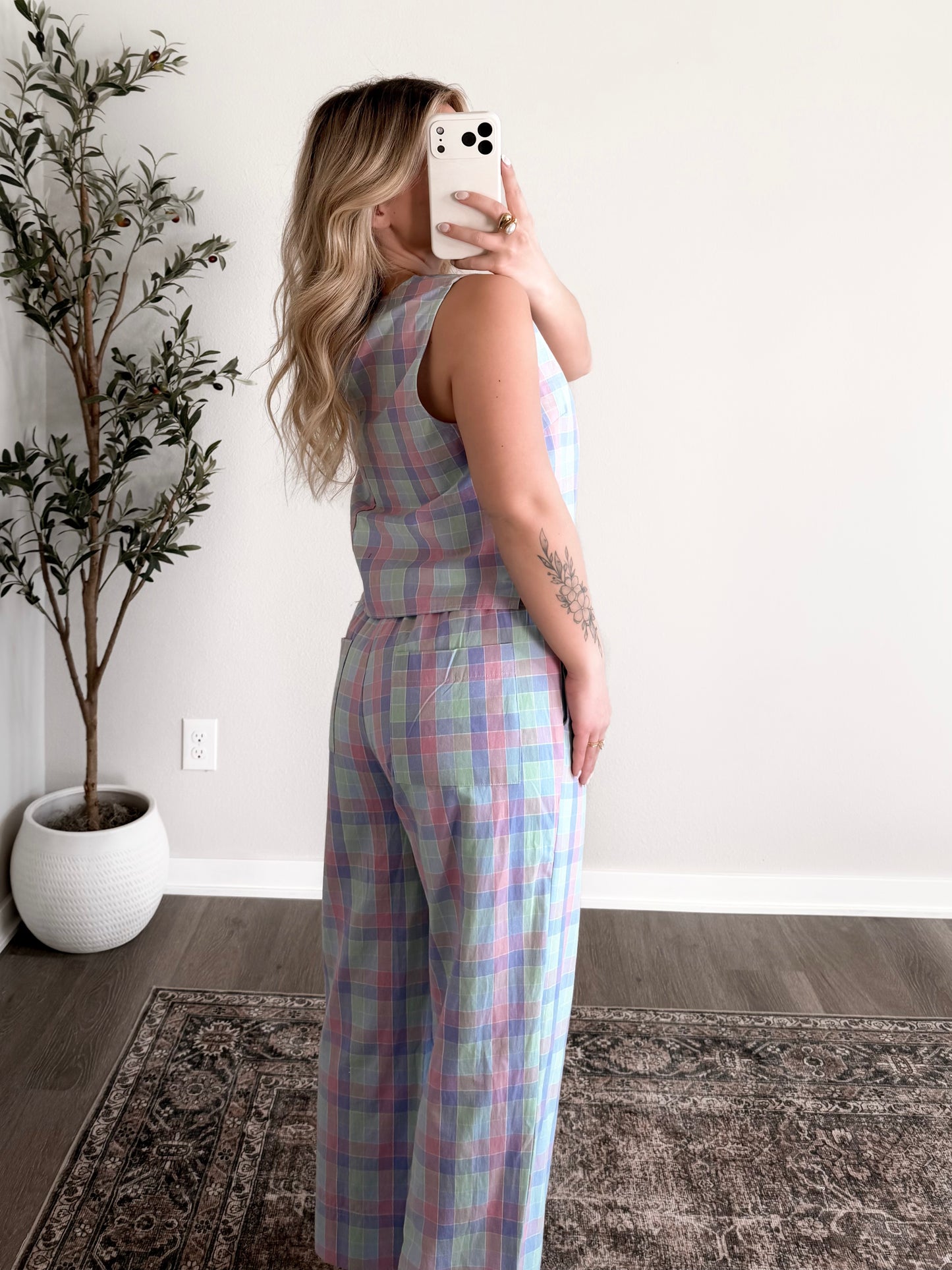 Pastel Picnic Plaid Pant Set