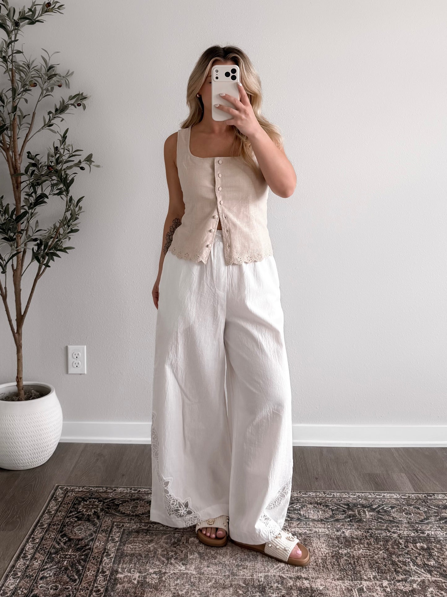 Soft Coast Linen Button Top / Natural