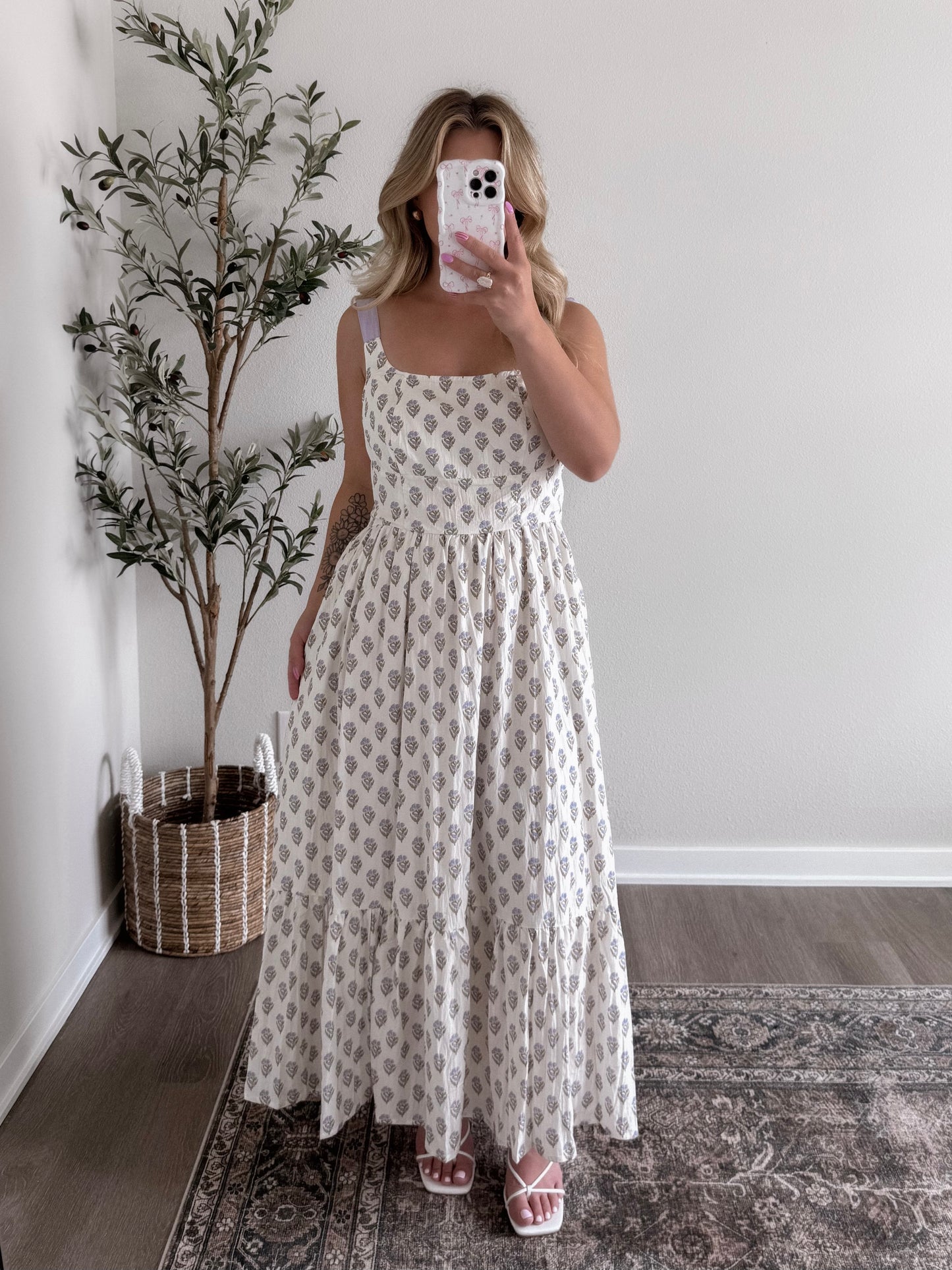 Hydrangea Printed Maxi Dress Final Sale