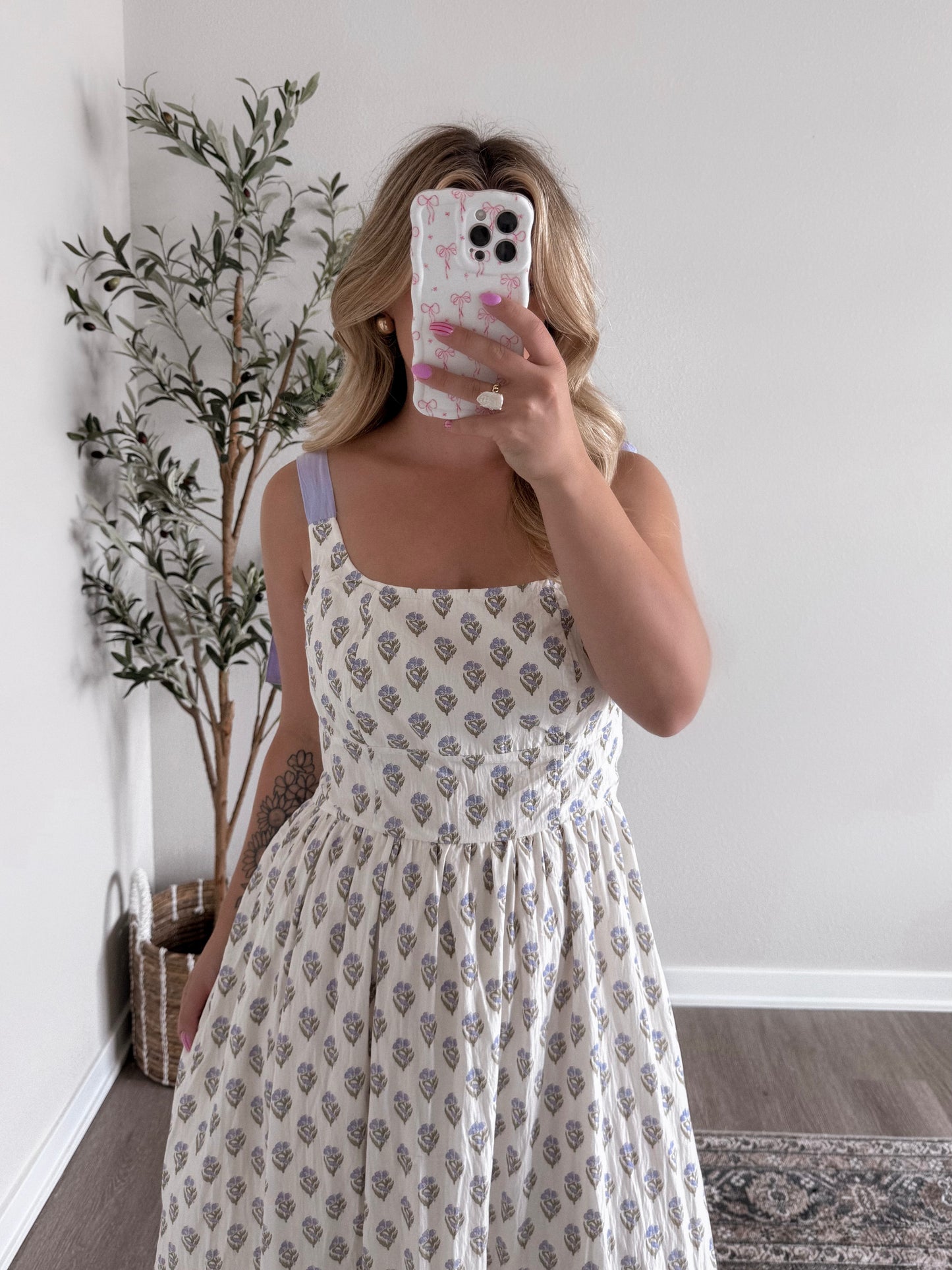 Hydrangea Printed Maxi Dress Final Sale