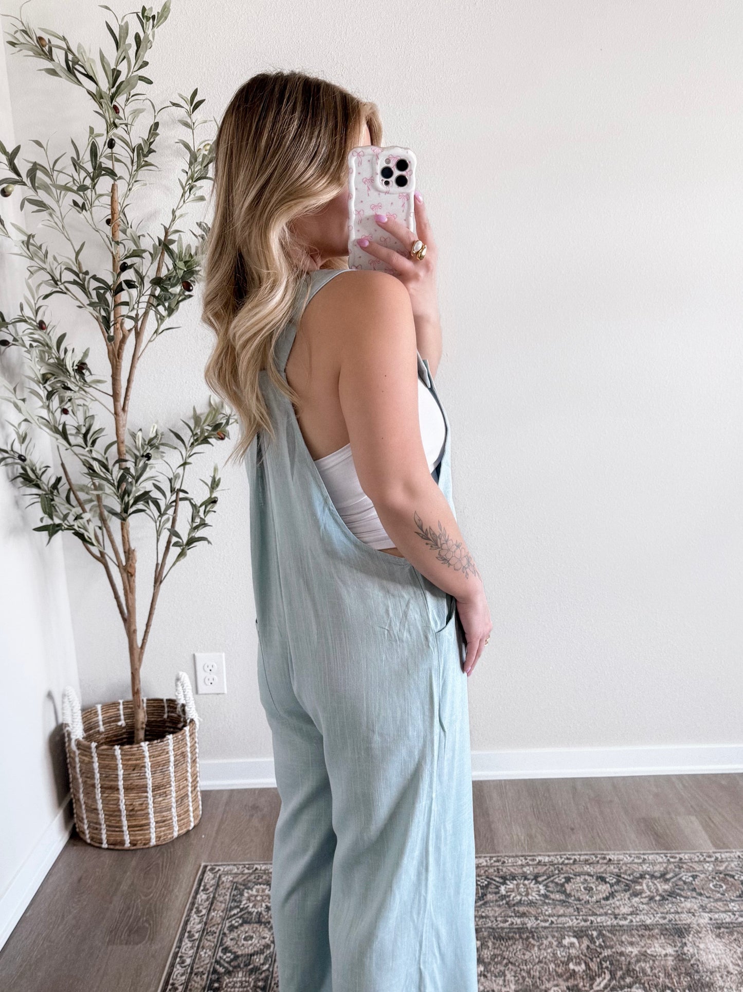 Mom Approved Linen Jumpsuit / Dusty Blue