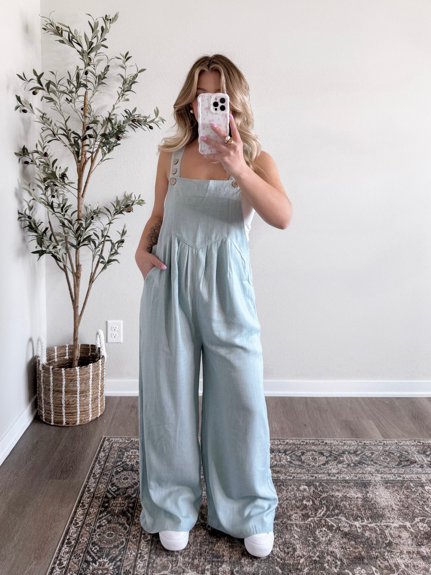 Mom Approved Linen Jumpsuit / Dusty Blue