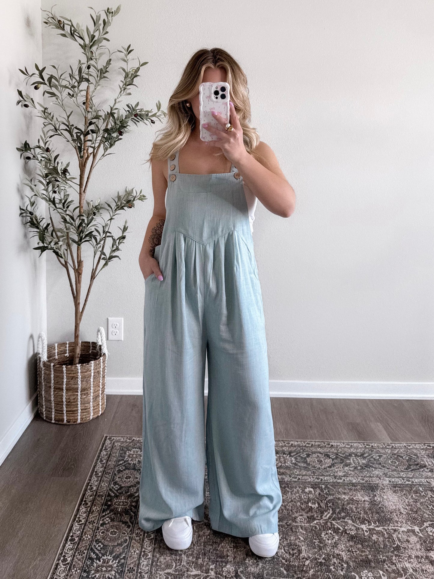 Mom Approved Linen Jumpsuit / Dusty Blue