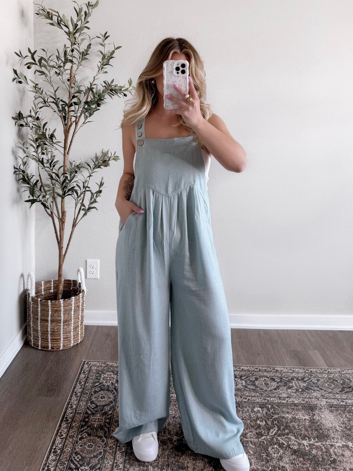 Mom Approved Linen Jumpsuit / Dusty Blue
