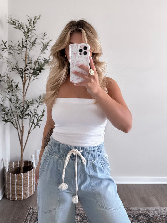 Cotton Stretch Strapless Top