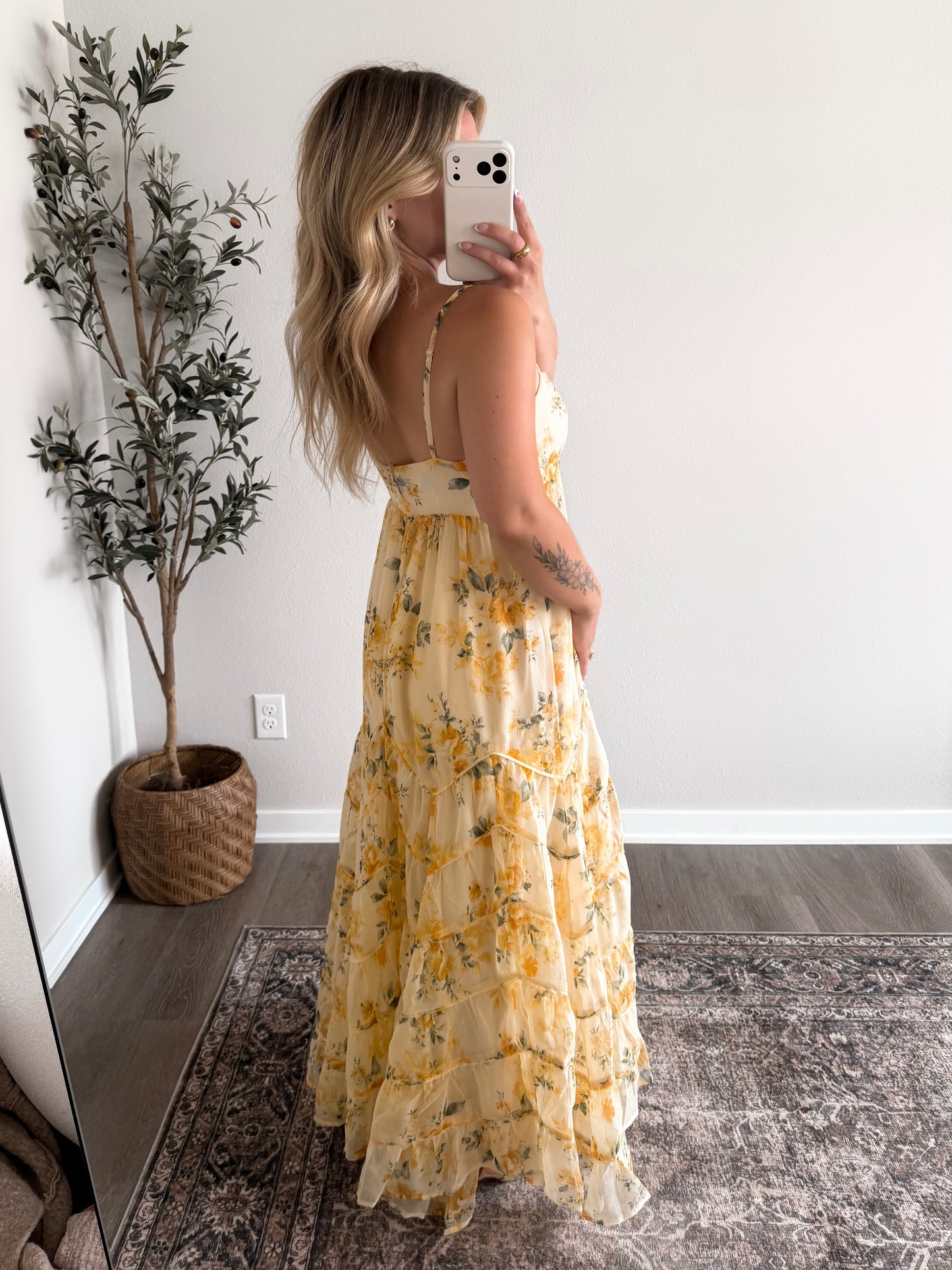Golden Field Floral Maxi Dress