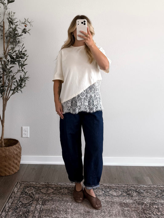 Layer Theory Lace Tee / Ivory (Restocking Early October)