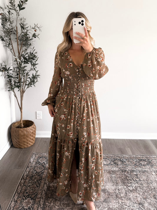 Olive Grove Floral Maxi Dress