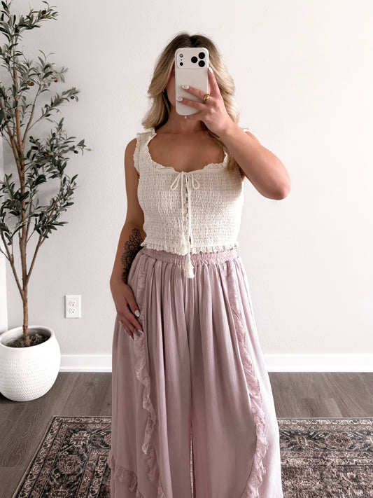 Sunfaded Smocked Crop Top