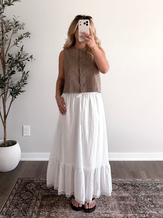 Ivory Orchard Lace Midi Skirt