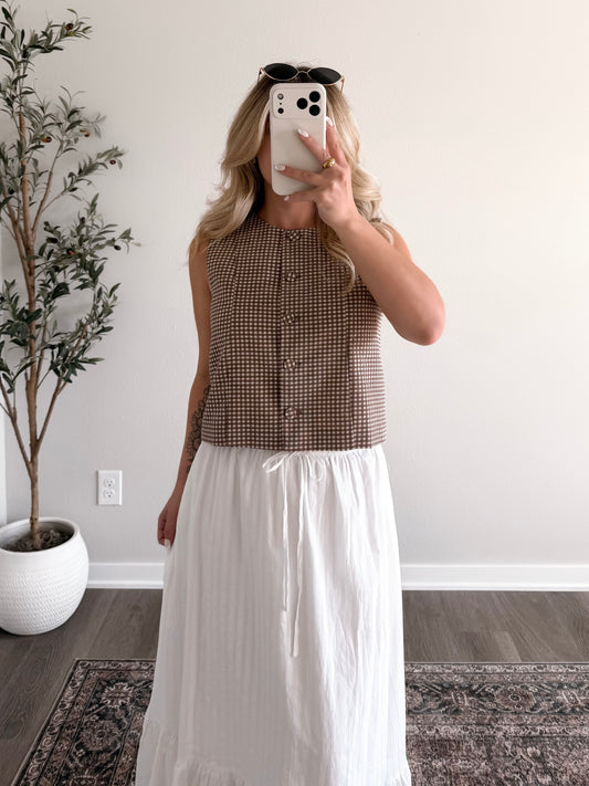 Greenhouse Gingham Vest / Brown
