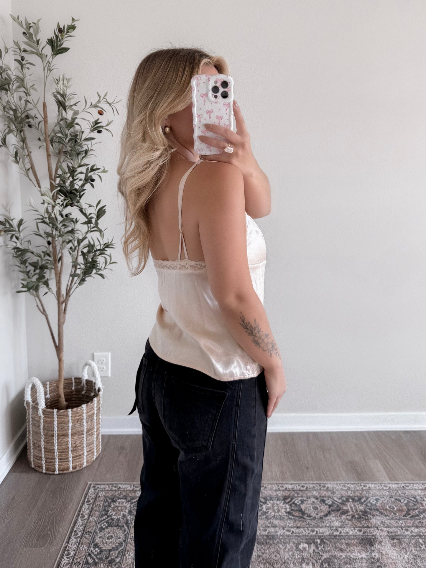 Almond Satin Lace Tank