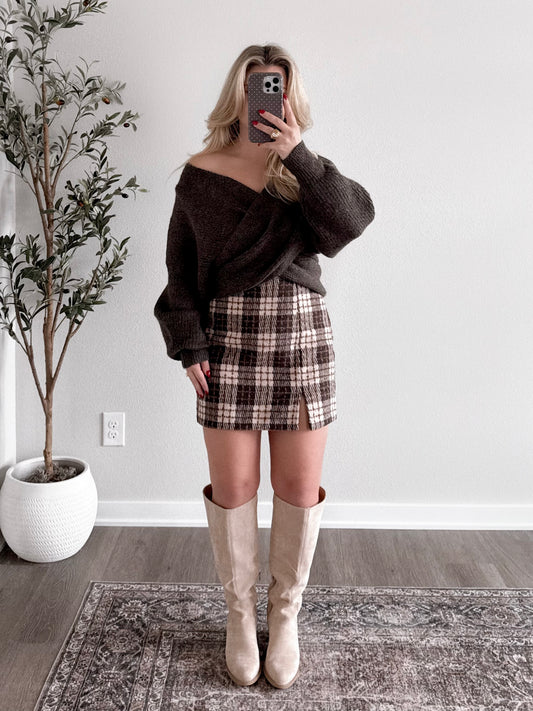 Hazelnut Plaid Skirt