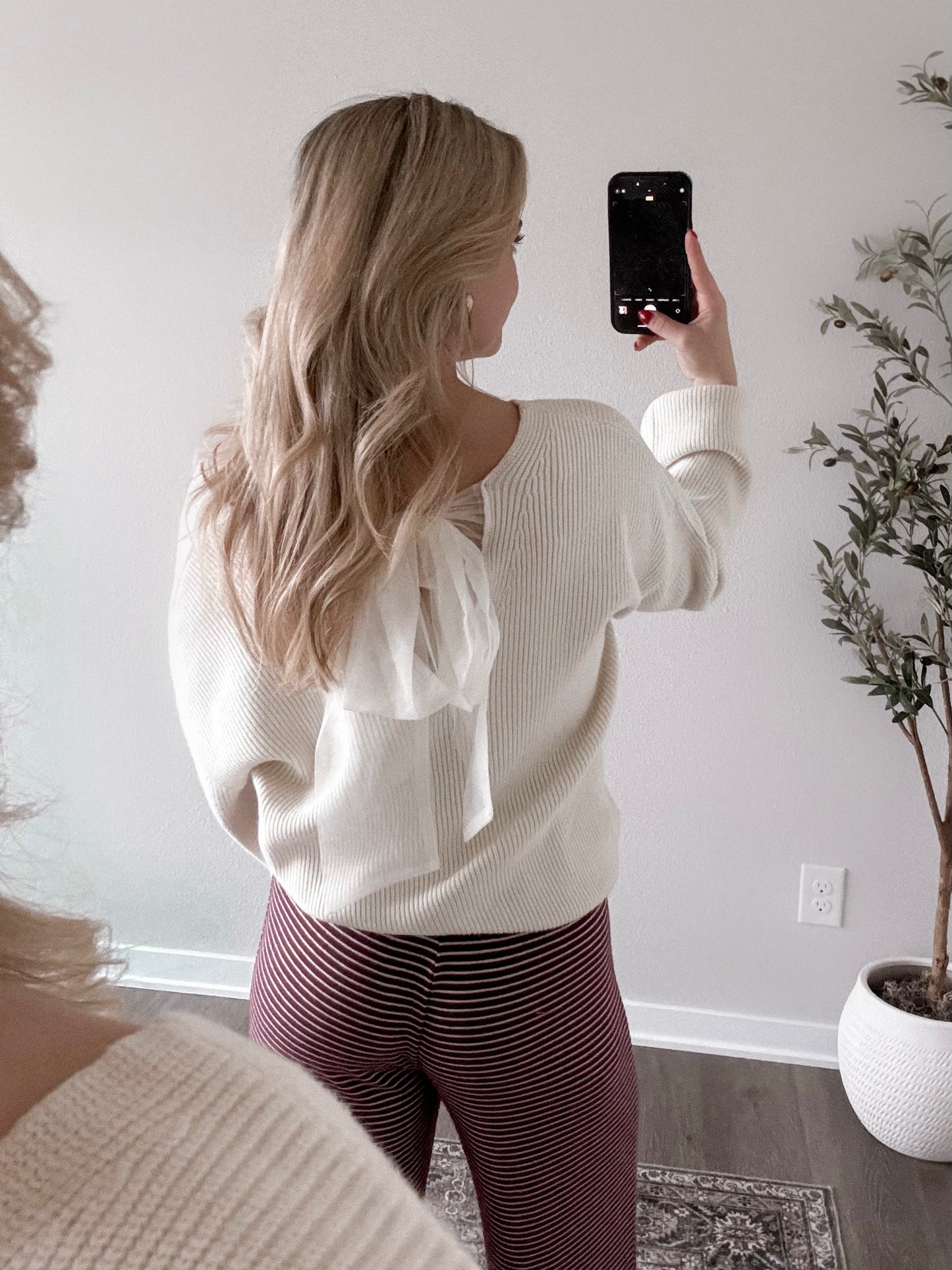 Ribbon Knit Sweater / Cream