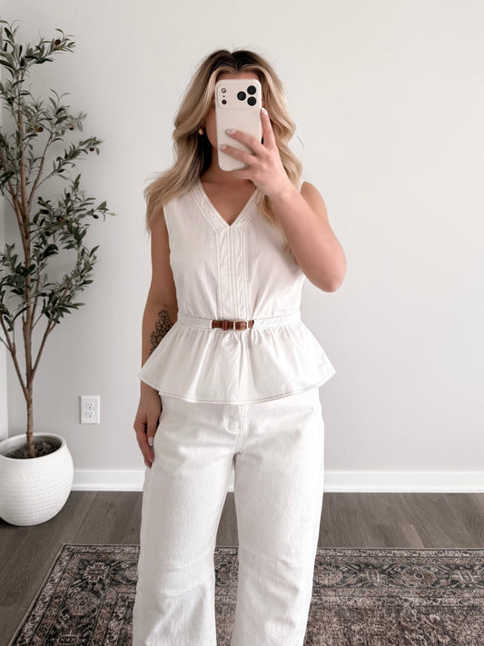 Office Muse Belted Cotton Top