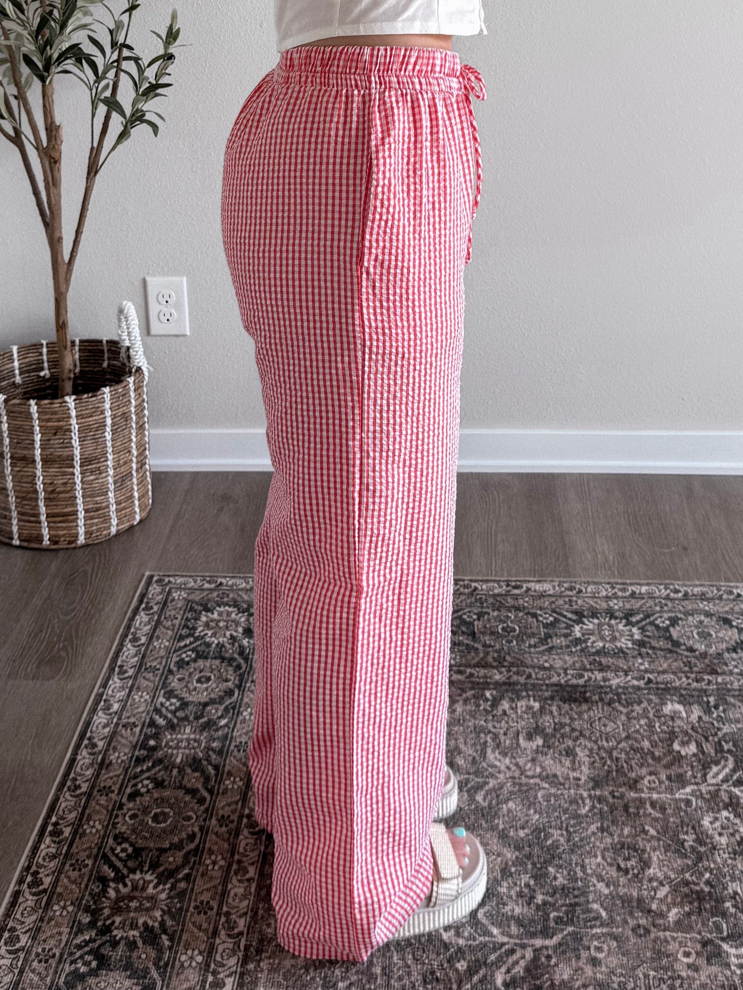 Gingham Casual Boxer Pant / Red