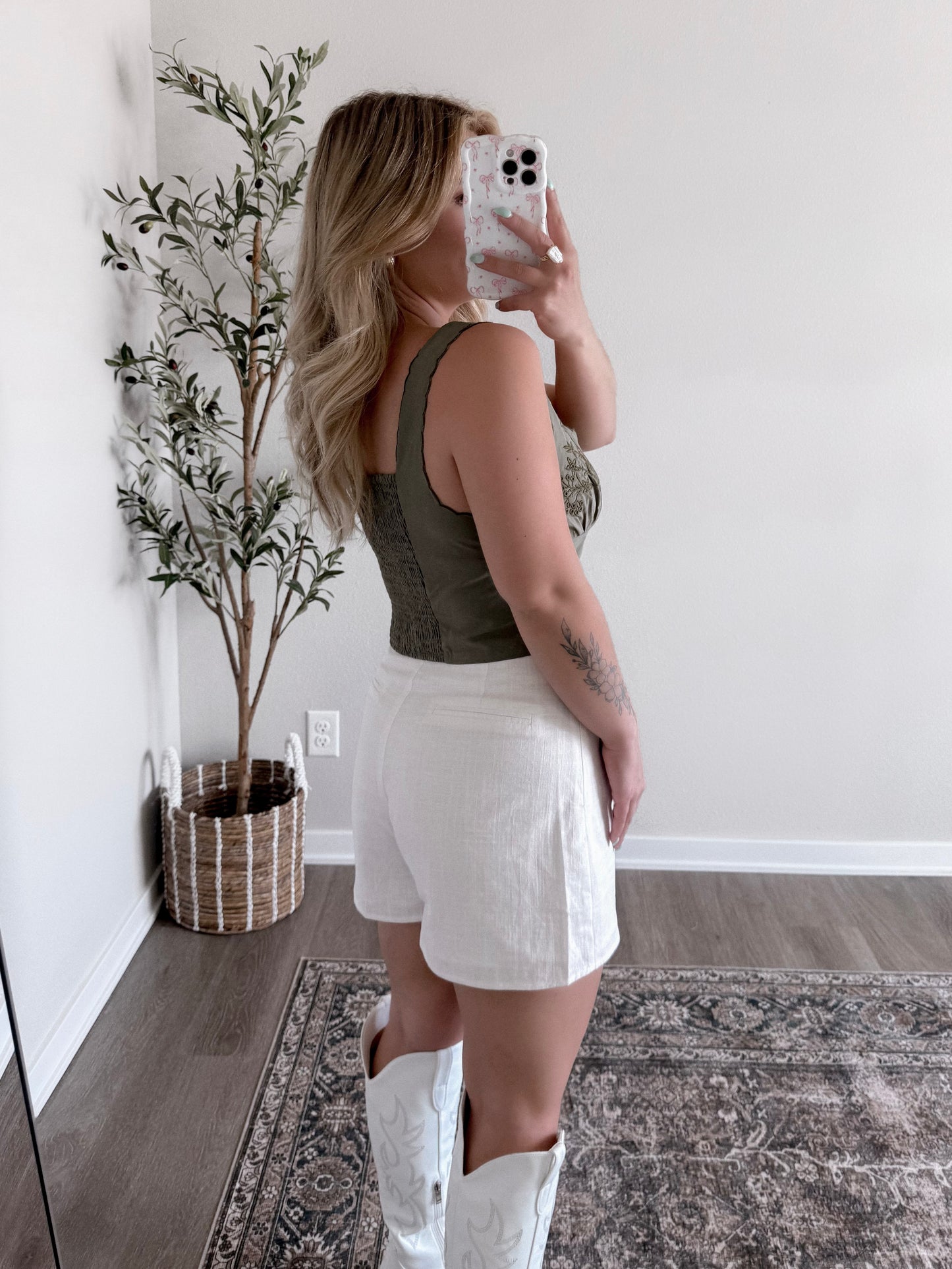 Monroe White Linen Skort