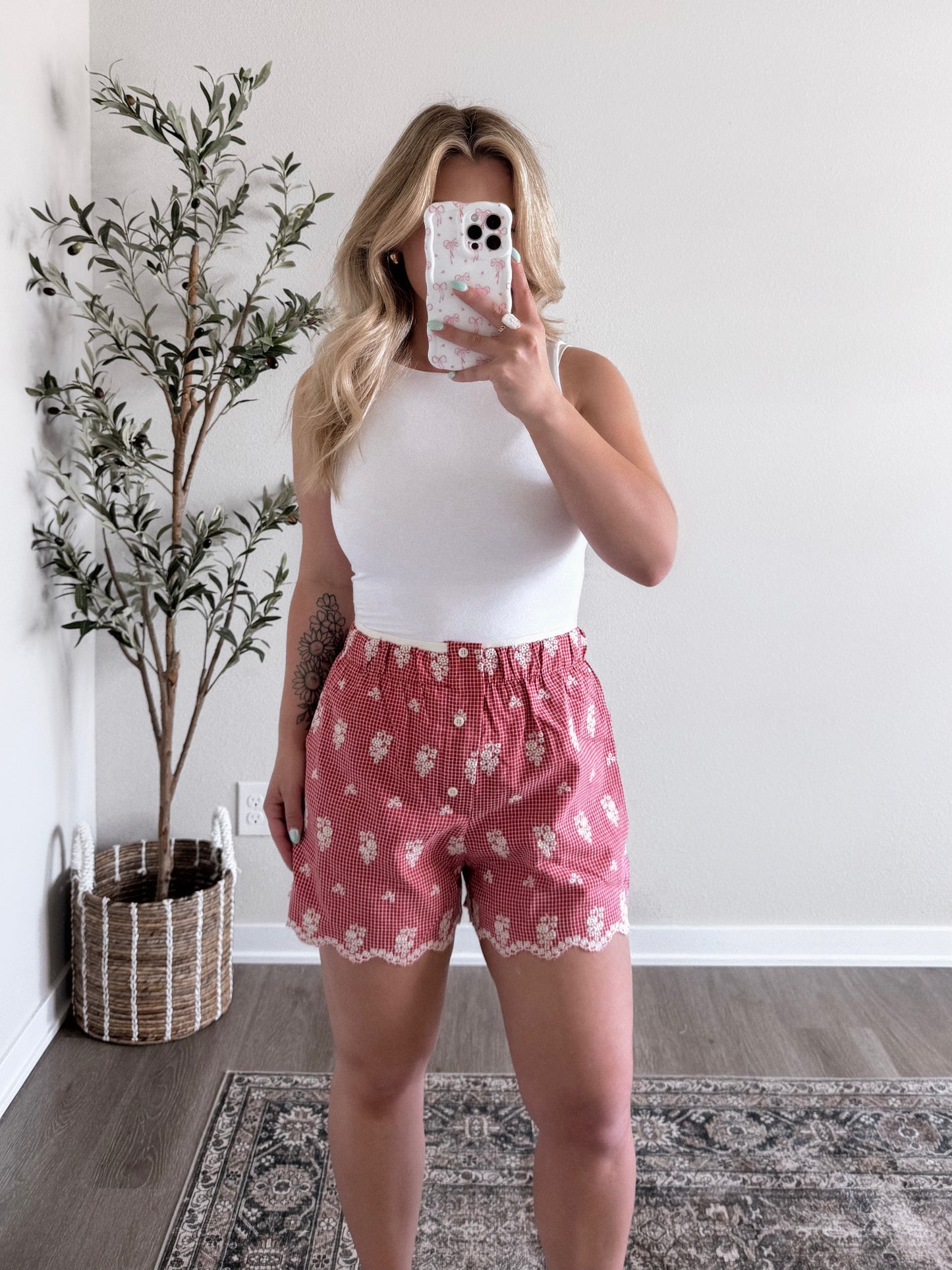 American Pie Gingham Shorts / Red (est ship date 5.21)