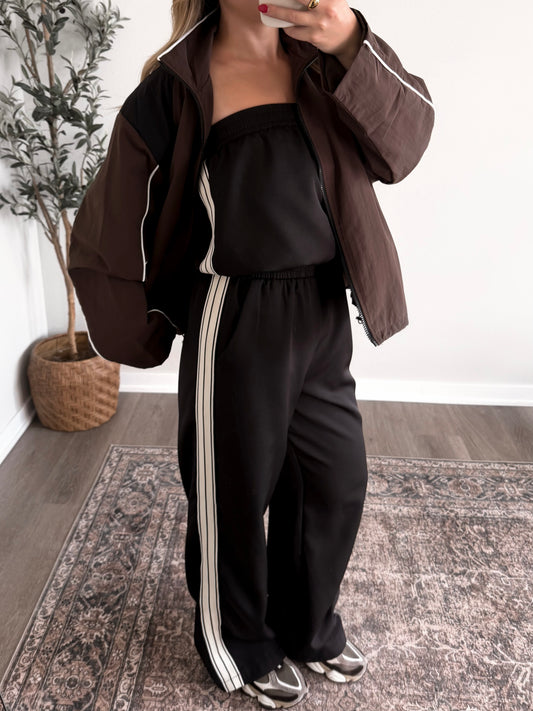 Track Star Strapless Jumpsuit