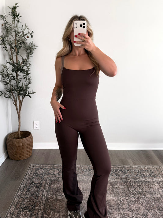 Studio Social Athleisure Jumpsuit / Mocha