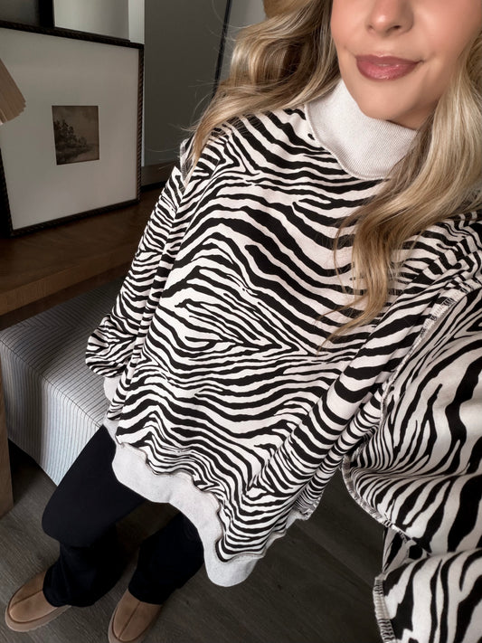 Zebra Oversized Mockneck
