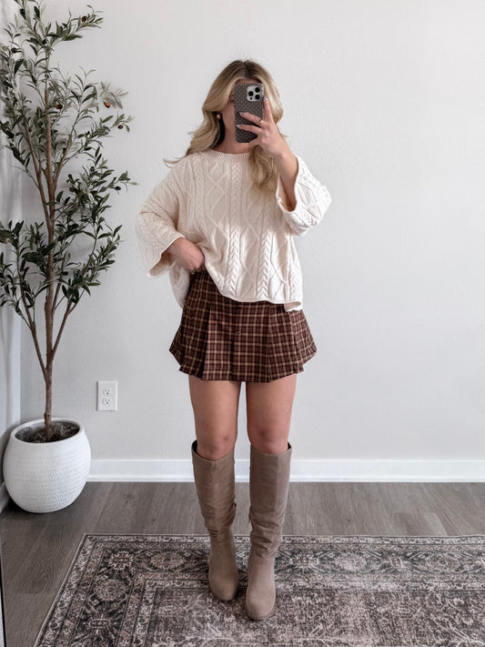 Leaves Falling Plaid Skort Final Sale