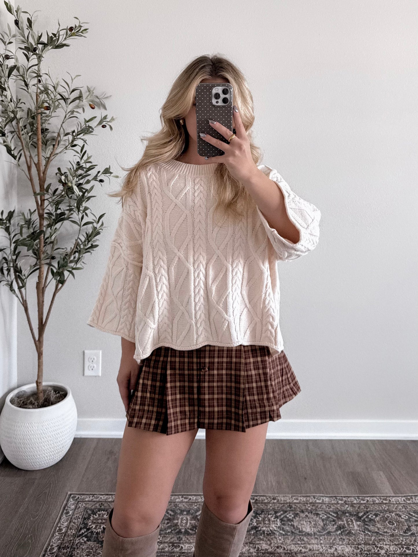 Leaves Falling Plaid Skort Final Sale