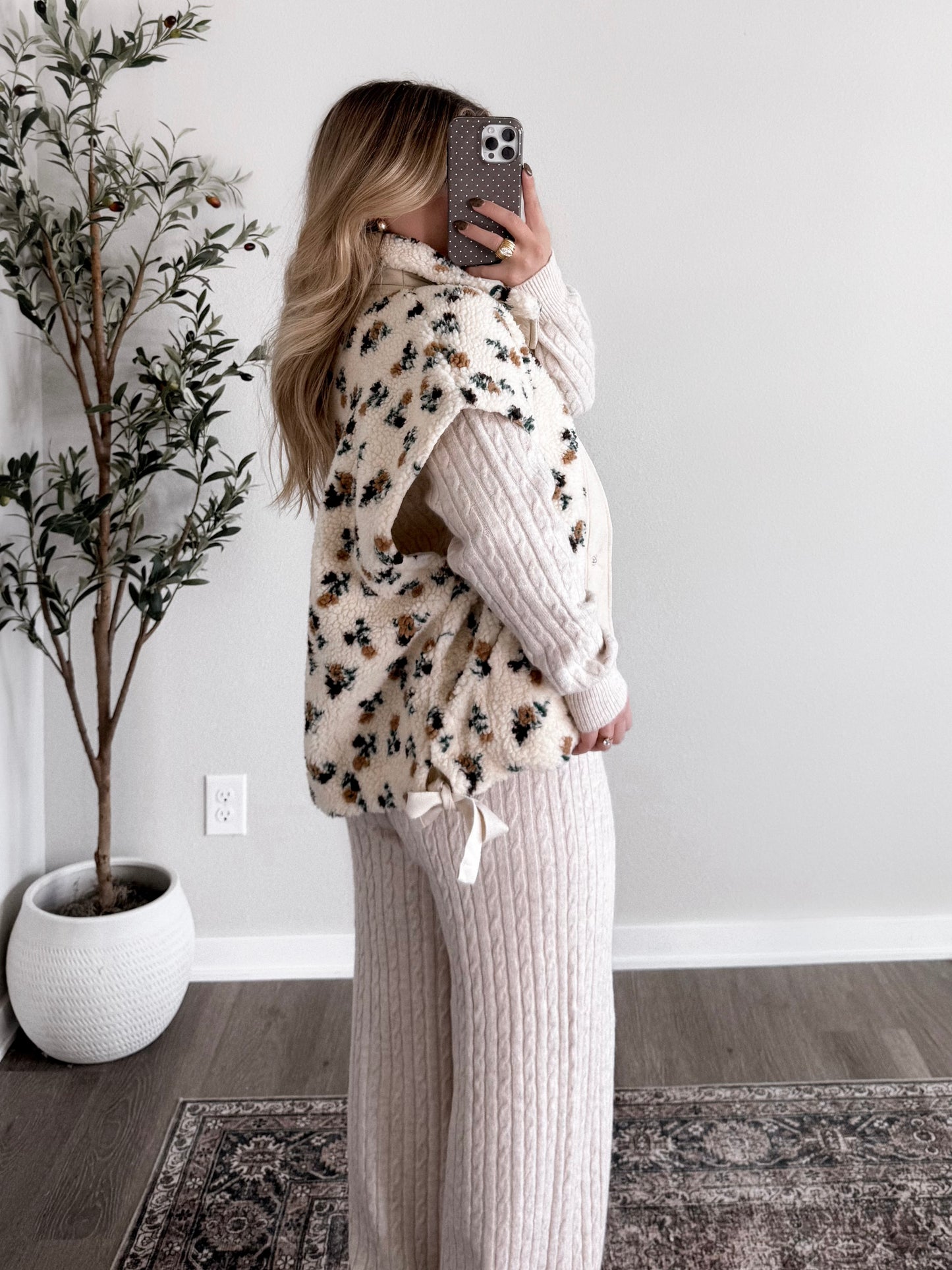Crisp & Cozy Floral Sherpa Vest