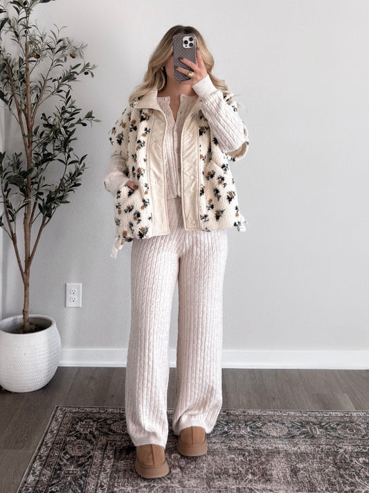 Crisp & Cozy Floral Sherpa Vest