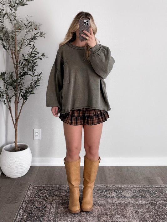 Spiced Chai Oversized Sweater / Olive (PREORDER: EST SHIP 11.21)