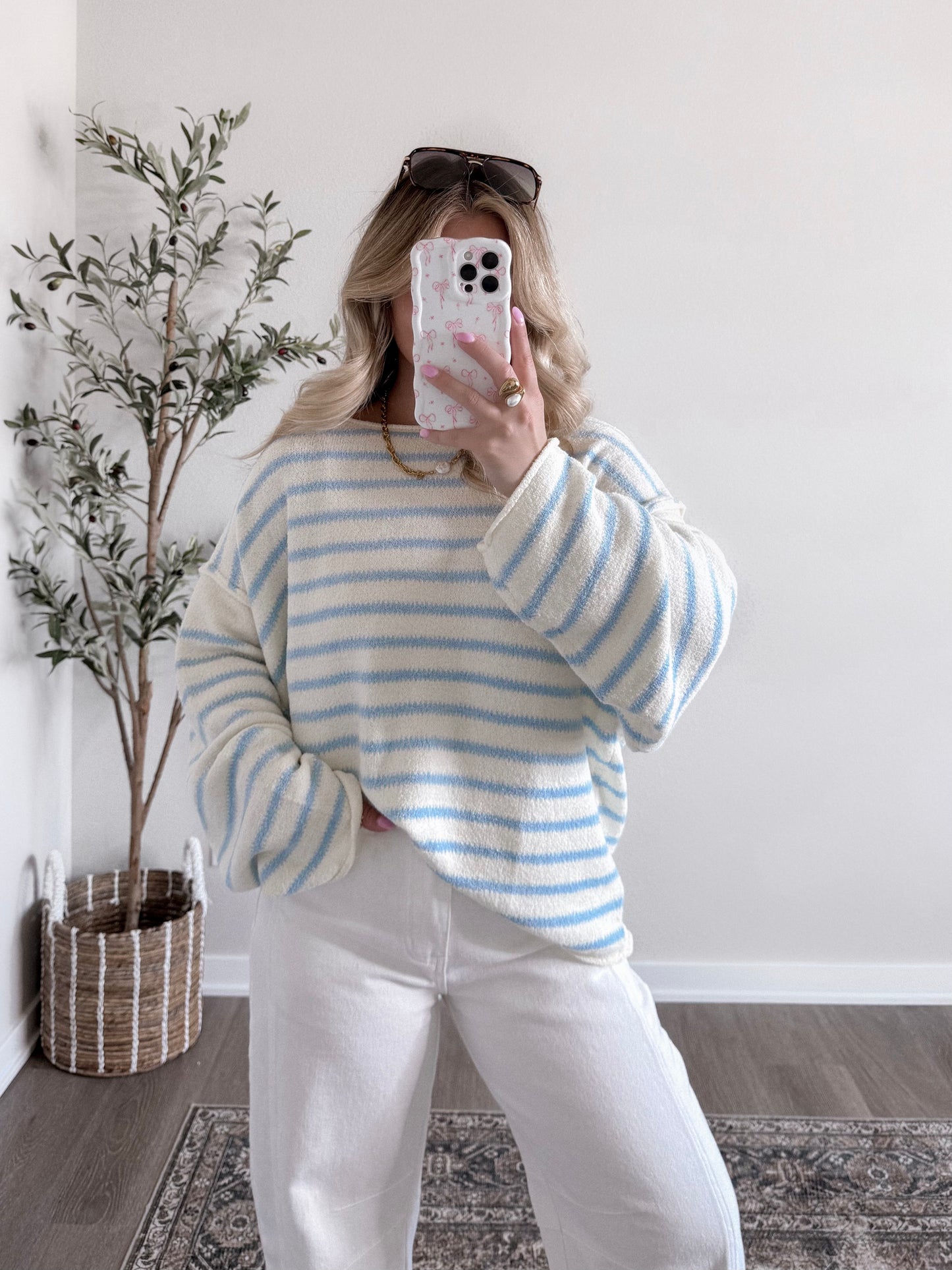 Promises Striped Sweater / Light Blue