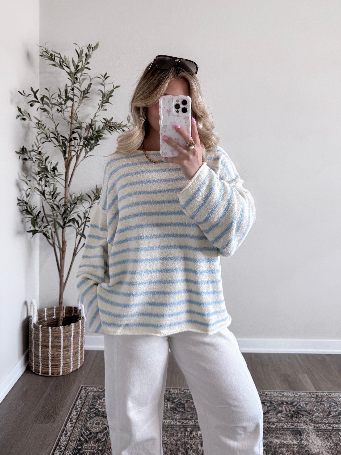 Promises Striped Sweater / Light Blue