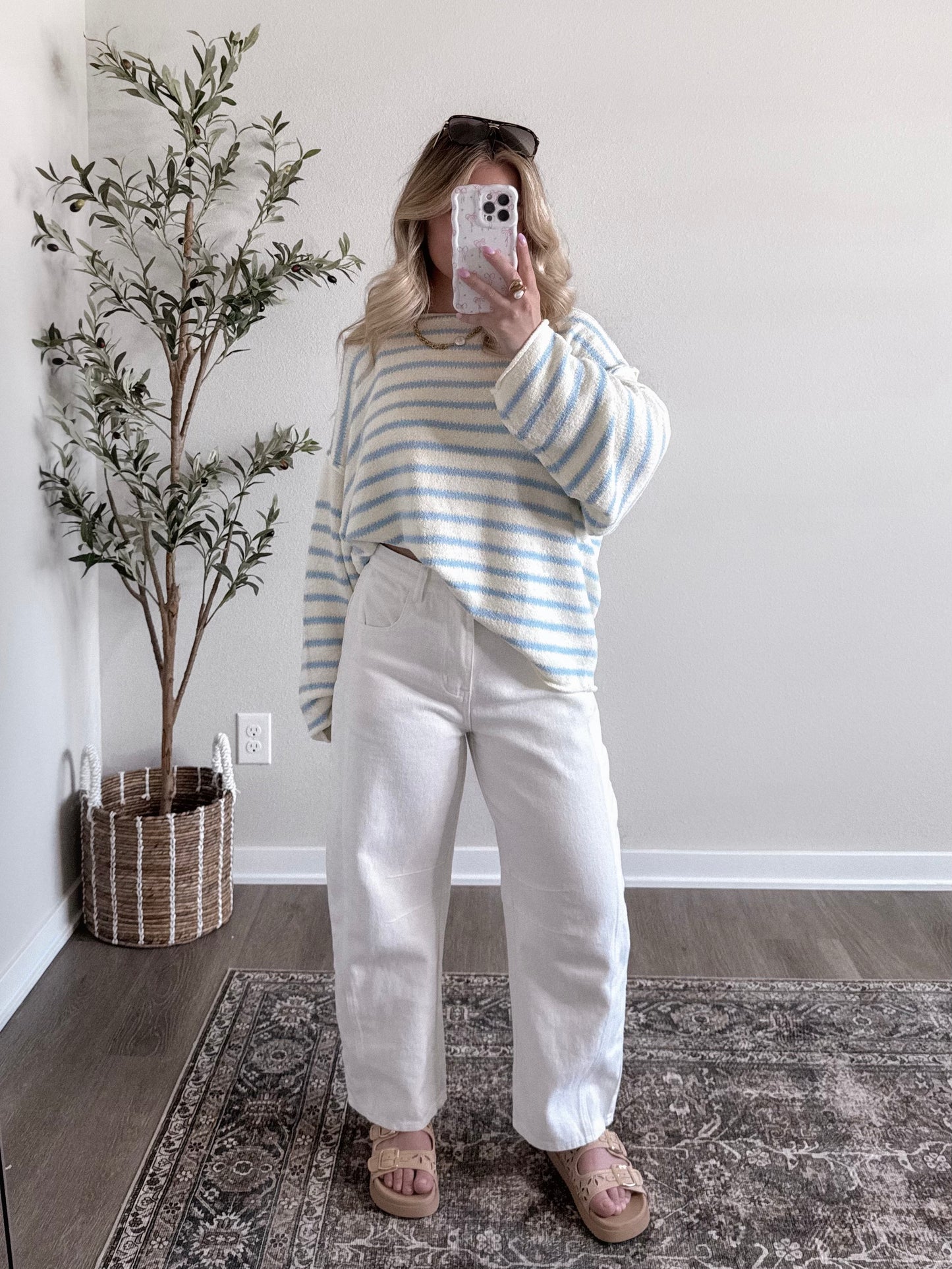 Promises Striped Sweater / Light Blue