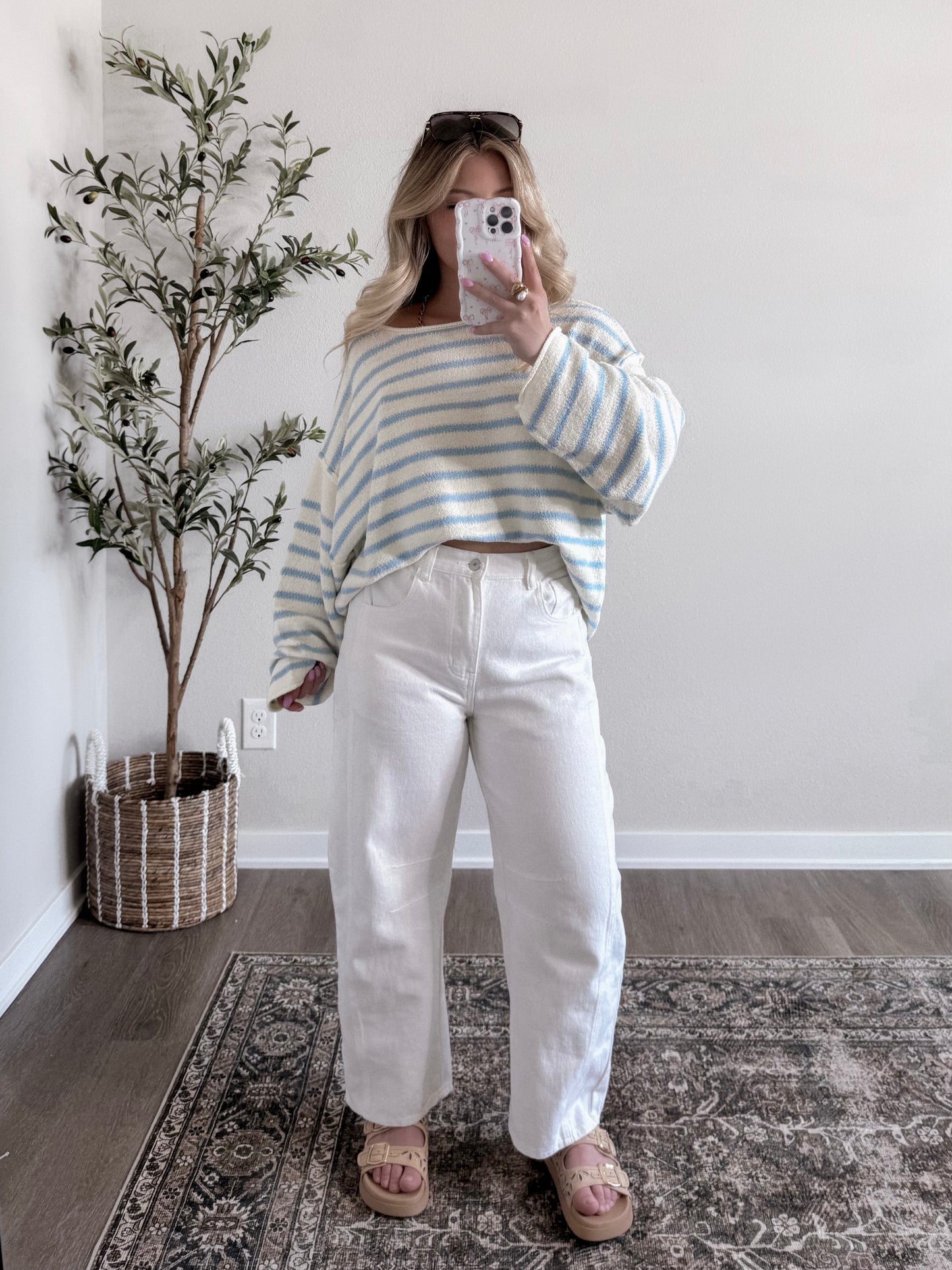 Promises Striped Sweater / Light Blue