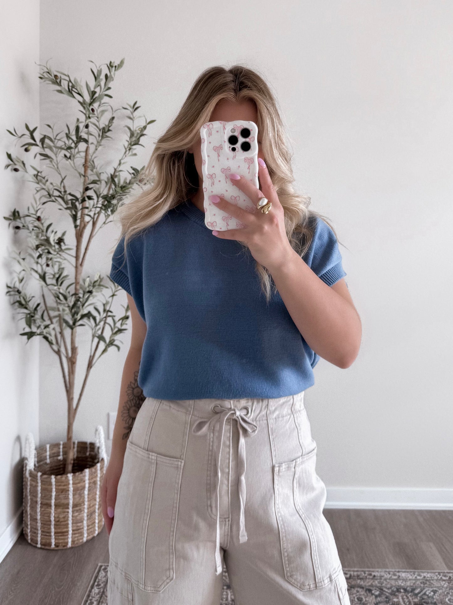 Everyday Short Sleeve Sweater / Dusty Blue