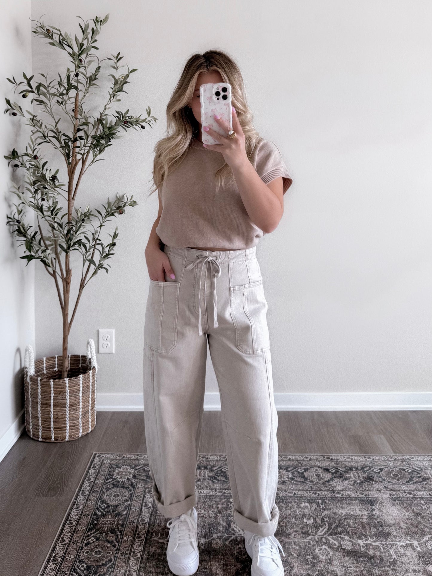 Everyday Short Sleeve Sweater / Light Mocha