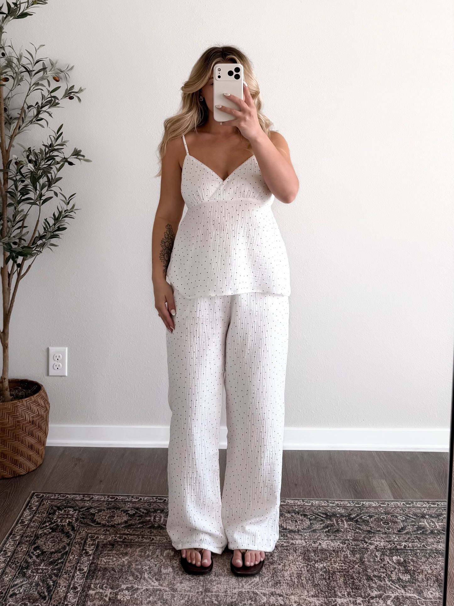 Chic Spot Cotton Pant Set