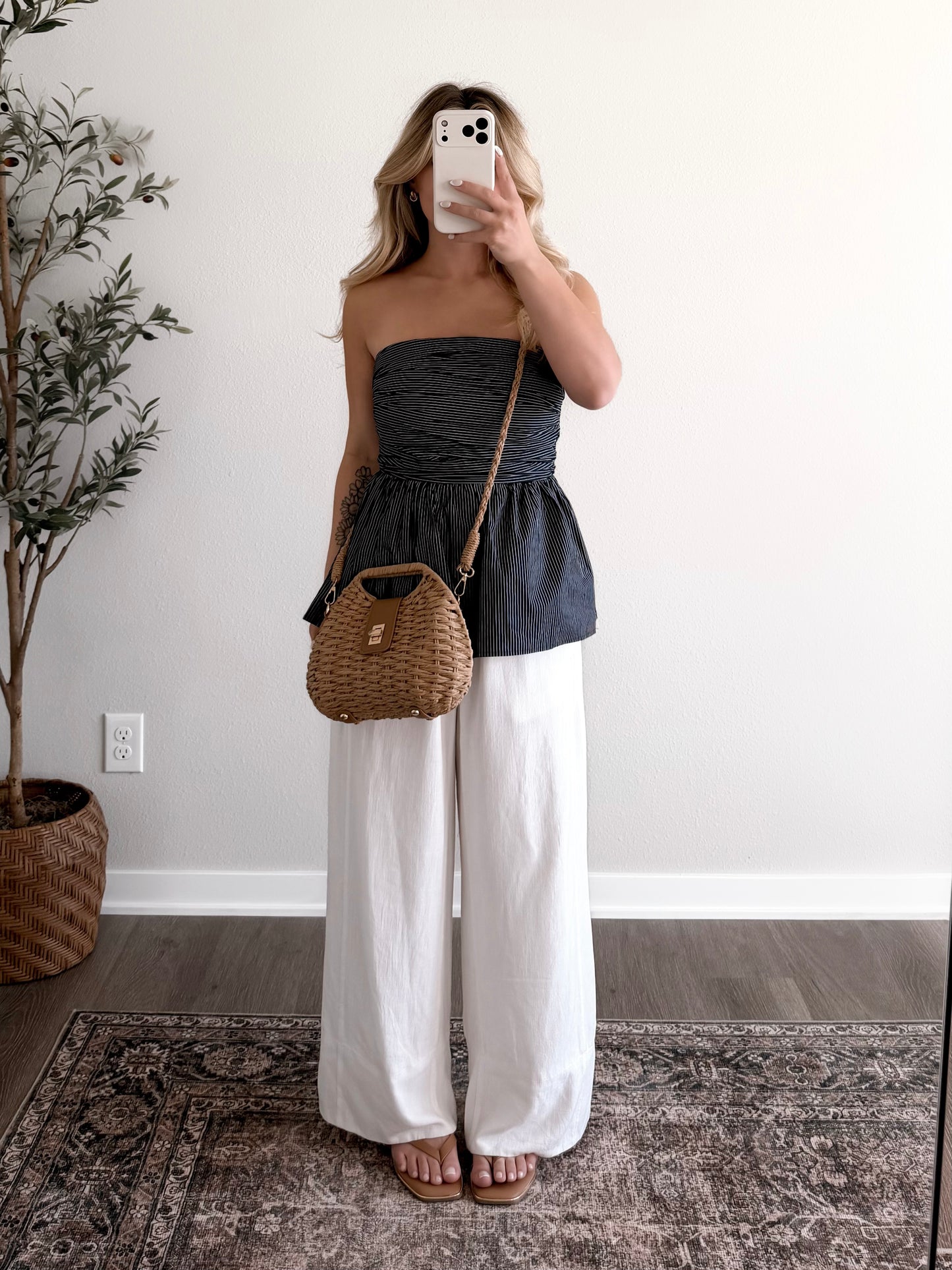 Editorial Striped Strapless Top