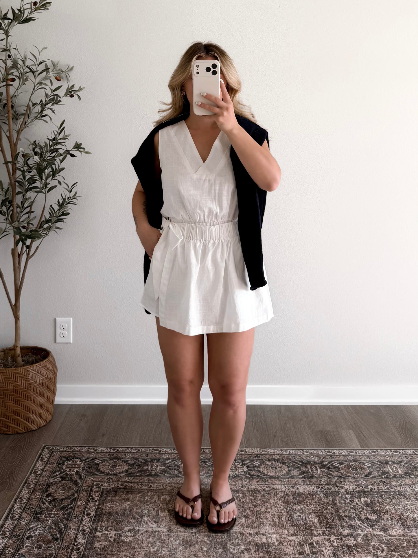 Country Club Wrap Romper / White